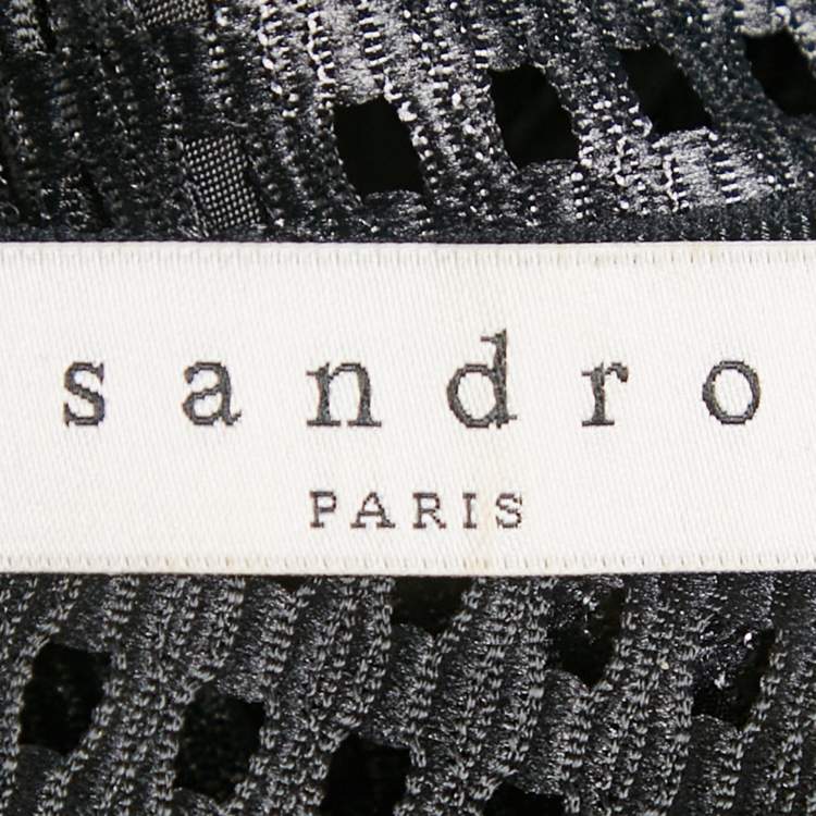 Pre Owned Sandro Black Lace Flared Sleeveless Mini Dress S