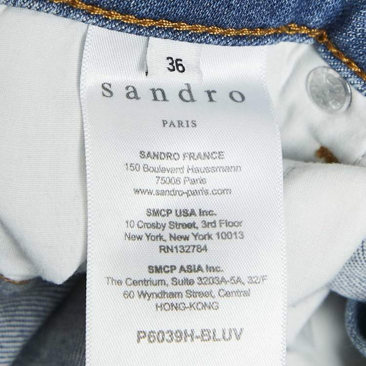 Pre Owned Sandro Blue Denim Skinny Jeans S Waist 35"