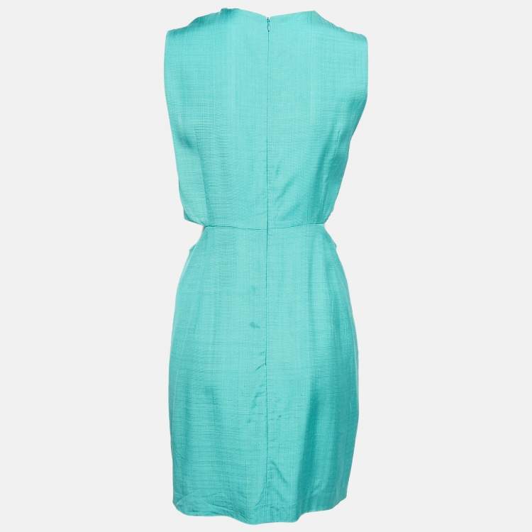 Pre Owned Sandro Green Crepe Cut-Out Sleeveless Mini Dress L