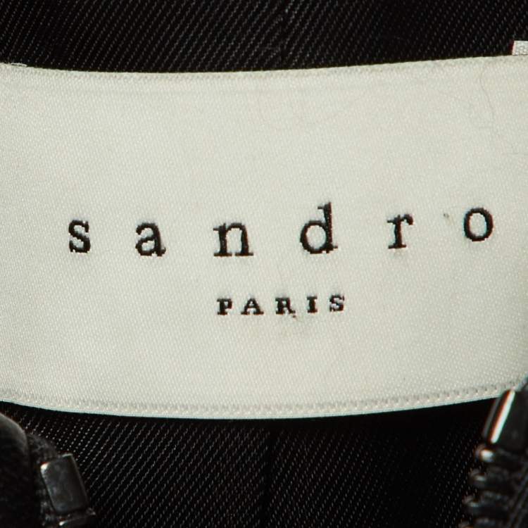 Pre Owned Sandro Red Lurex Tweed Zip Front Jacket S