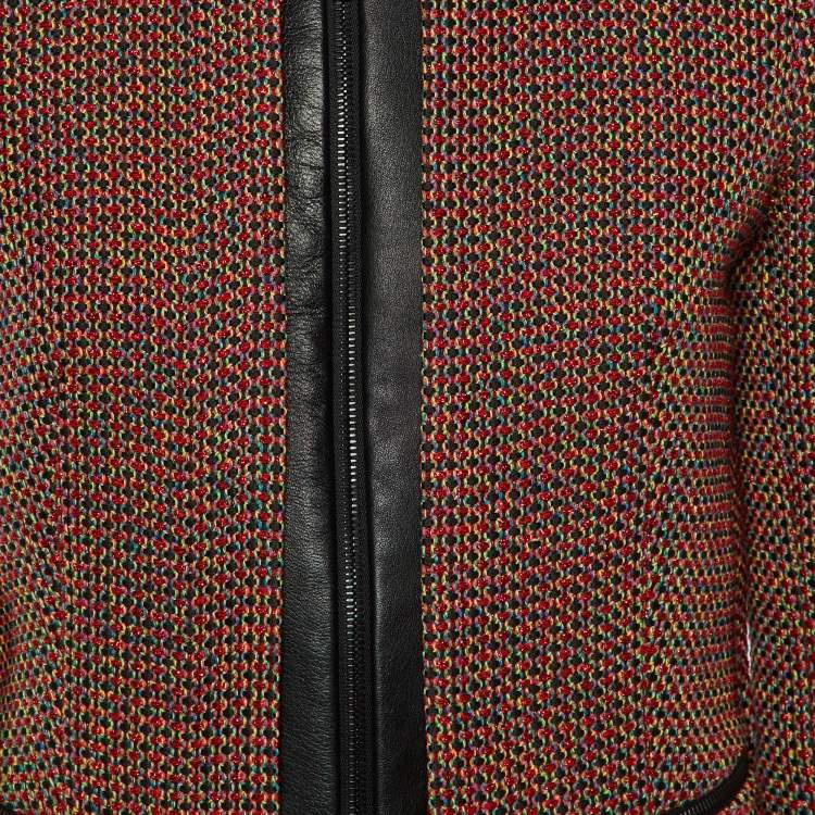 Pre Owned Sandro Red Lurex Tweed Zip Front Jacket S