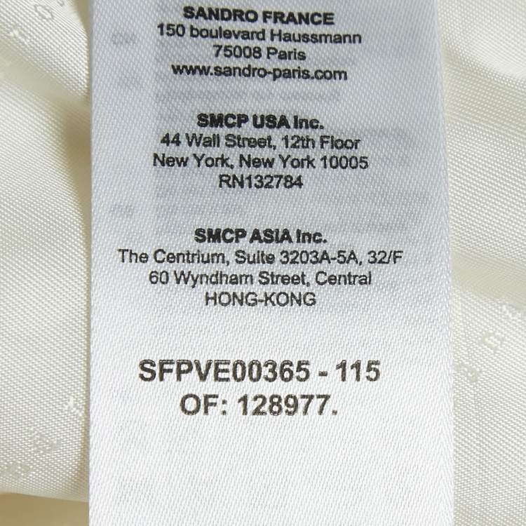 Pre Owned Sandro Off-White Wool Blend Double Breasted Tuxedo Blazer M