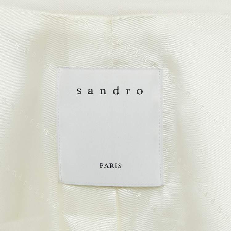 Pre Owned Sandro Off-White Wool Blend Double Breasted Tuxedo Blazer M