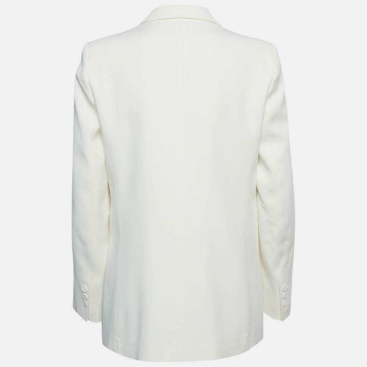 Pre Owned Sandro Off-White Wool Blend Double Breasted Tuxedo Blazer M