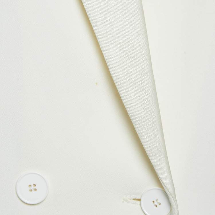 Pre Owned Sandro Off-White Wool Blend Double Breasted Tuxedo Blazer M