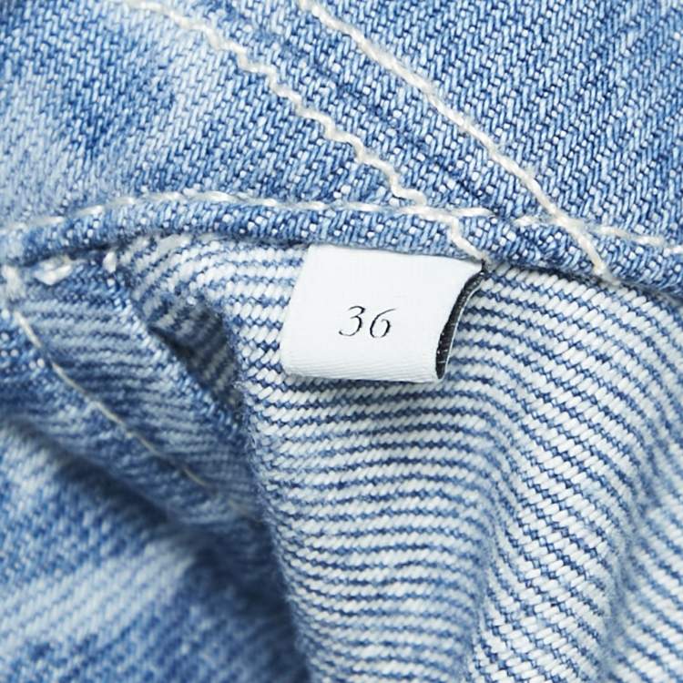 Pre Owned Sandro Blue Monogram Print Denim Jumpsuit S