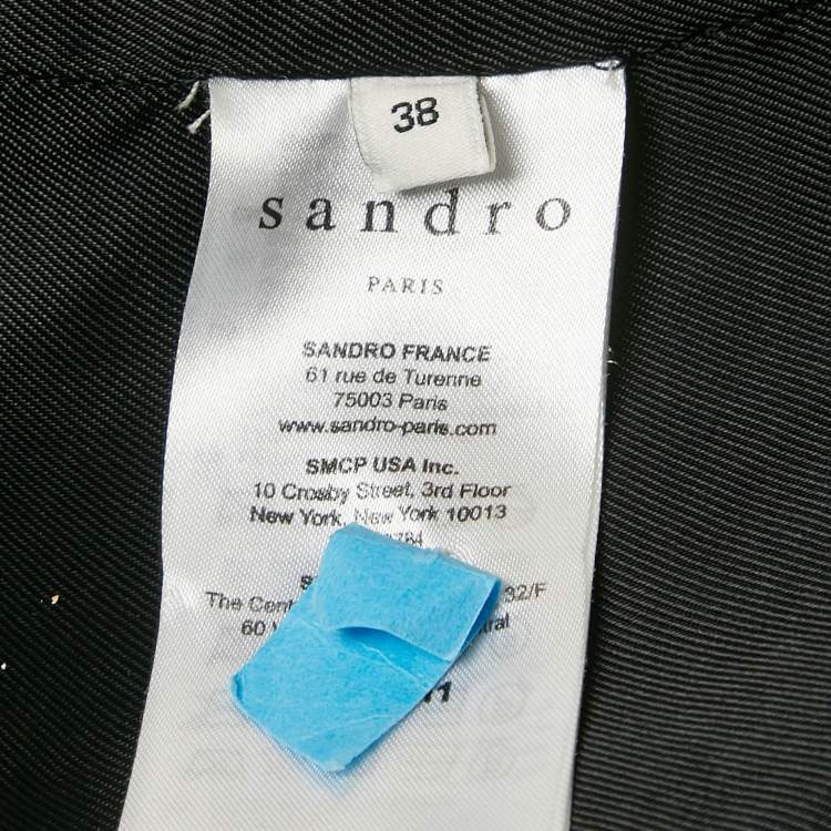 Pre Owned Sandro White Tweed Striped Hook Front Jacket M