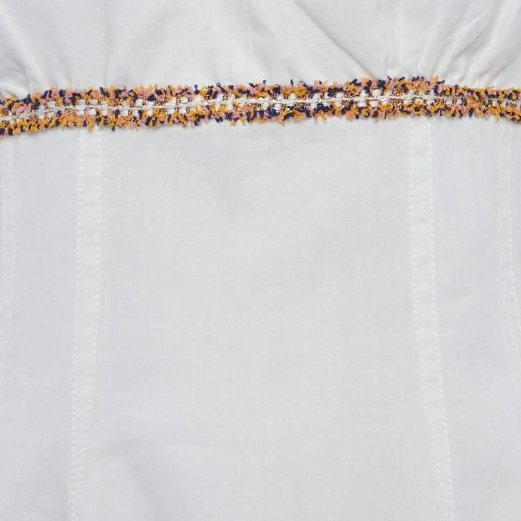Pre Owned Sandro White Ramie Tiered Mini Dress M