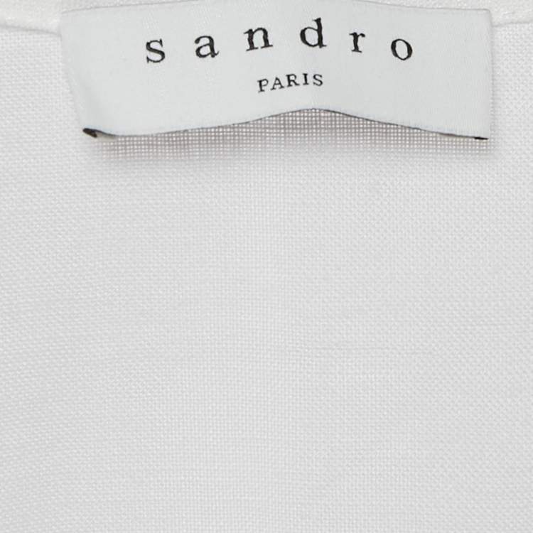 Pre Owned Sandro White Ramie Tiered Mini Dress M