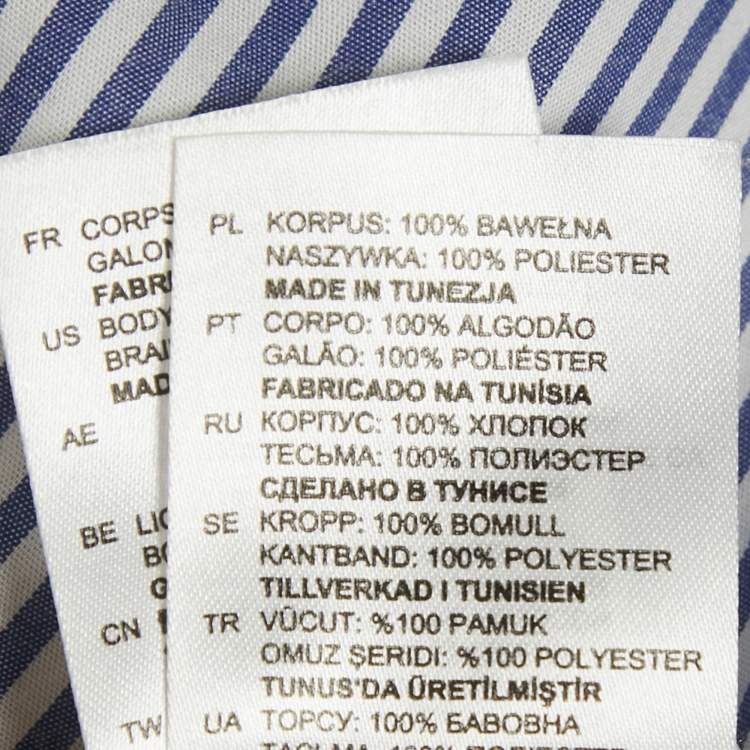 Pre Owned Sandro Blue Striped Cotton Neck Detail Blouse S