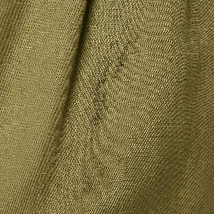 Pre Owned Sandro Khaki Green Linen Blend Turnlock Button Playsuit S