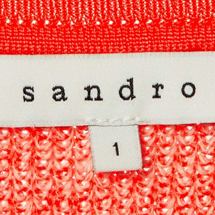 Pre Owned Sandro Orange Heavy Cotton and Polyester Knit Crew Neck Sweater S