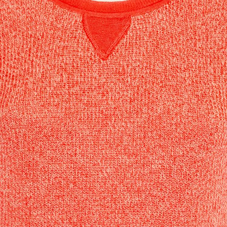 Pre Owned Sandro Orange Heavy Cotton and Polyester Knit Crew Neck Sweater S