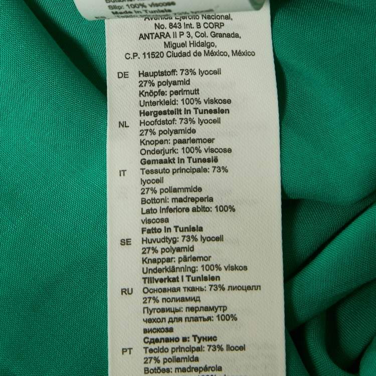 Pre Owned Sandro Green Lyocell Crystal Detail Tiered Long Dress S