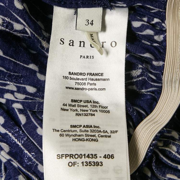 Pre Owned Sandro Blue Striped Satin Mini Dress M