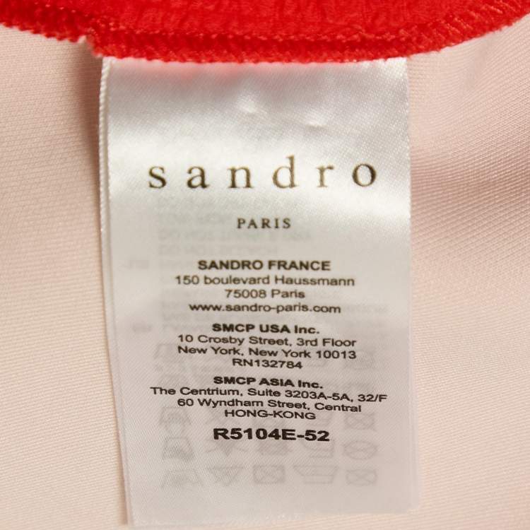 Pre Owned Sandro Orange Textured Jersey Ruffled Mini Dress L