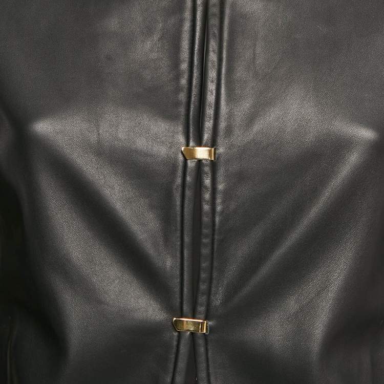 Pre Owned Sandro Black Hook Leather Jacket S