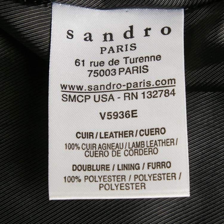 Pre Owned Sandro Black Hook Leather Jacket S