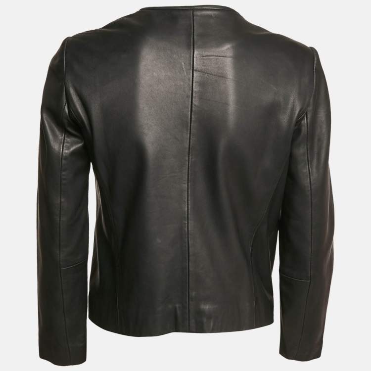 Pre Owned Sandro Black Hook Leather Jacket S