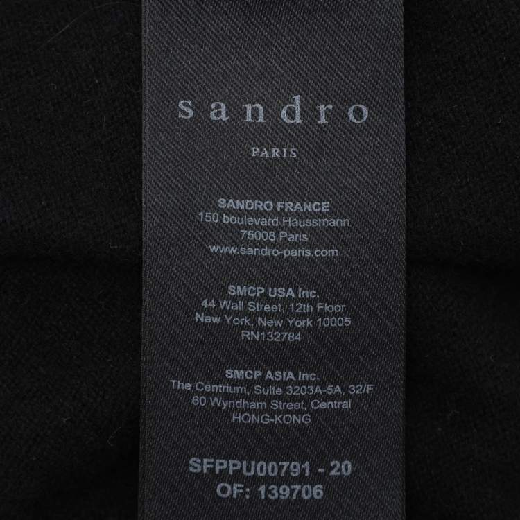 Pre Owned Sandro Black Wool Knit Full Sleeve V Neck Sweater M