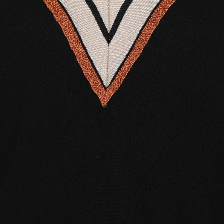 Pre Owned Sandro Black Wool Knit Full Sleeve V Neck Sweater M
