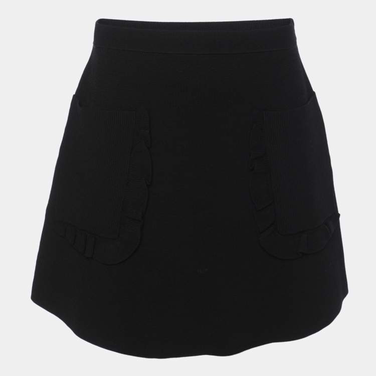 Pre Owned Sandro Black Rib Knit Front Pocket Mini Skirt M