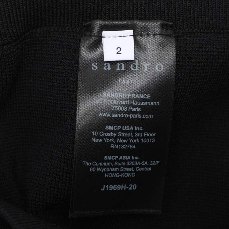 Pre Owned Sandro Black Rib Knit Front Pocket Mini Skirt M