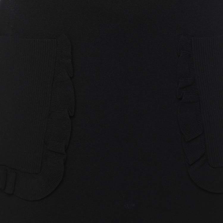 Pre Owned Sandro Black Rib Knit Front Pocket Mini Skirt M
