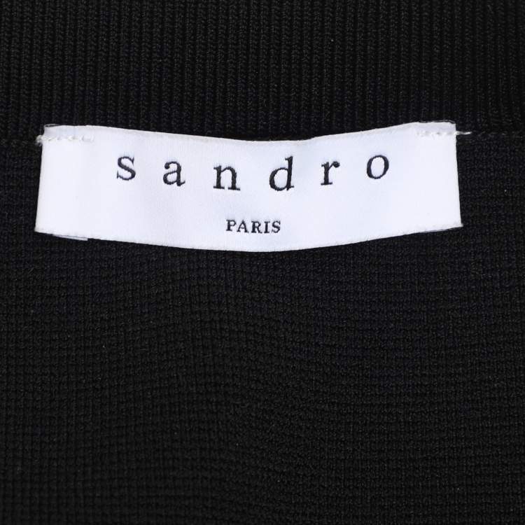 Pre Owned Sandro Black Rib Knit Front Pocket Mini Skirt M