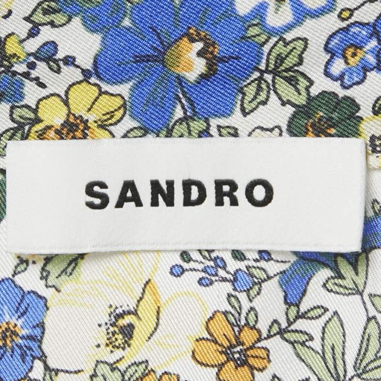 Pre Owned Sandro Multicolor printed Silk Belted Mini Dress M