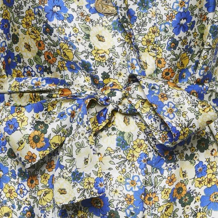 Pre Owned Sandro Multicolor printed Silk Belted Mini Dress M