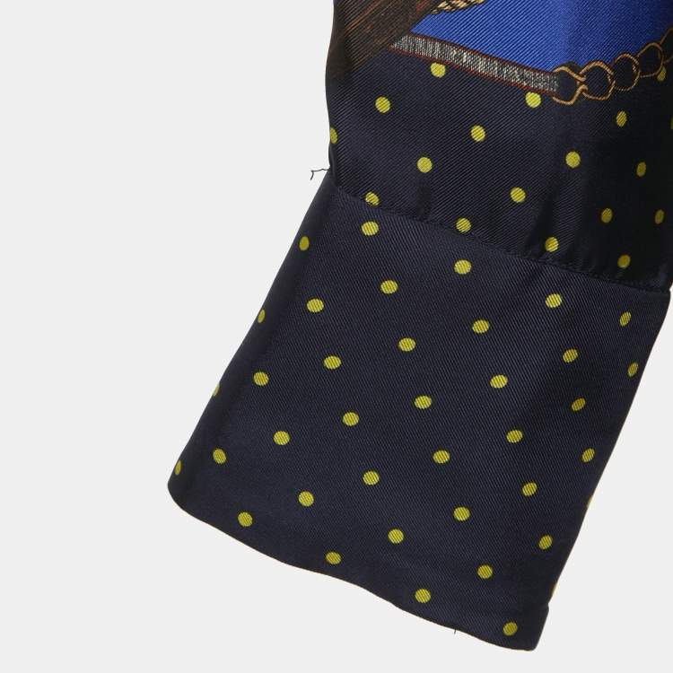 Pre Owned Sandro Navy Blue Printed Silk Long Sleeve Shirt M