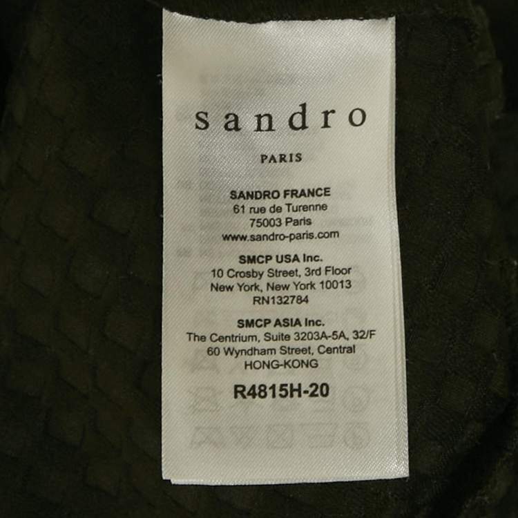 Pre Owned Sandro Black Satin/Jacquard Flounce Mini Dress S