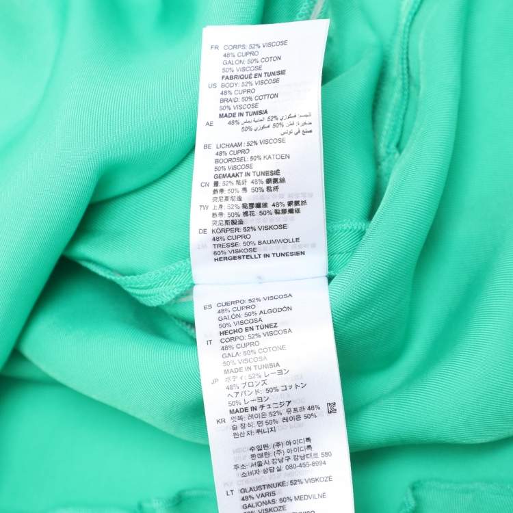 Pre Owned Sandro Green Crepe Viscose Ruffled Detail Top L