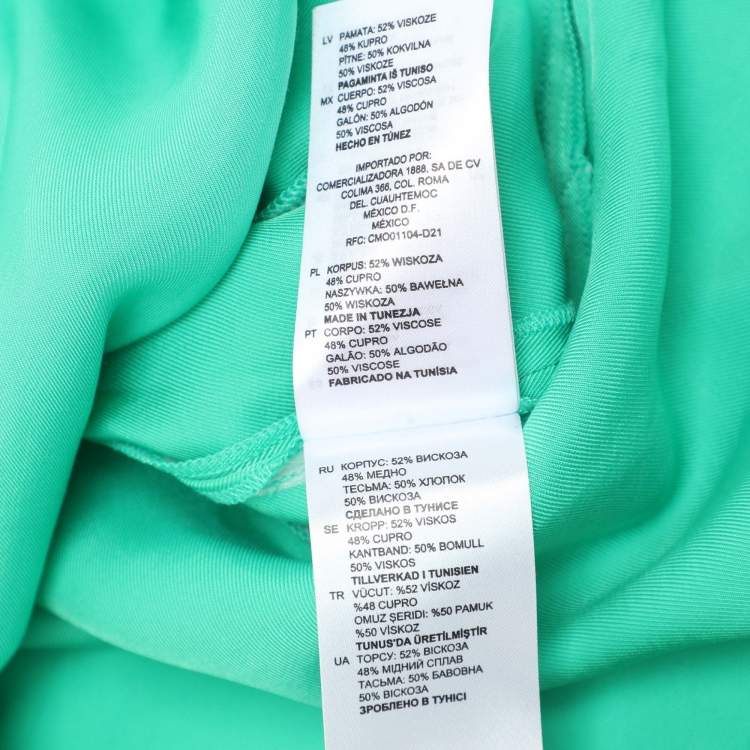 Pre Owned Sandro Green Crepe Viscose Ruffled Detail Top L