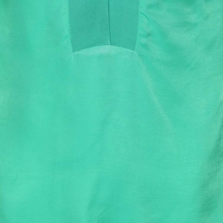 Pre Owned Sandro Green Crepe Viscose Ruffled Detail Top L