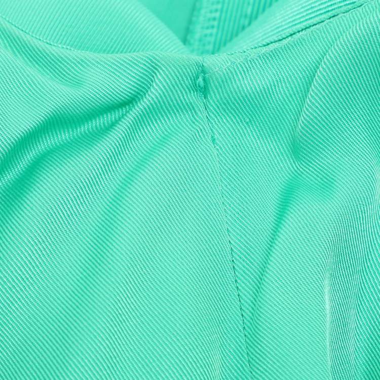 Pre Owned Sandro Green Crepe Viscose Ruffled Detail Top L