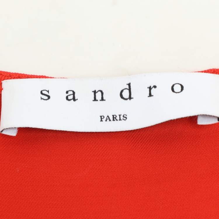 Pre Owned Sandro Orange Crepe Ruffled Tops S