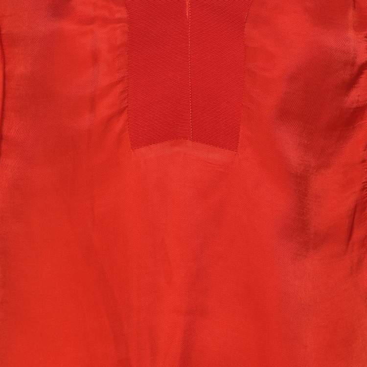 Pre Owned Sandro Orange Crepe Ruffled Tops S
