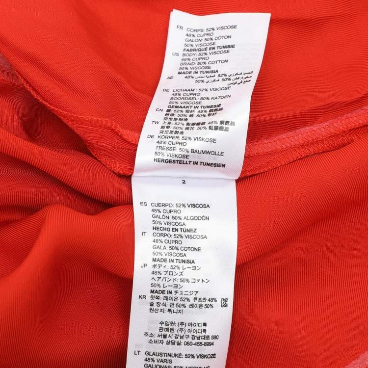 Pre Owned Sandro Orange Crepe Ruffled Tops S