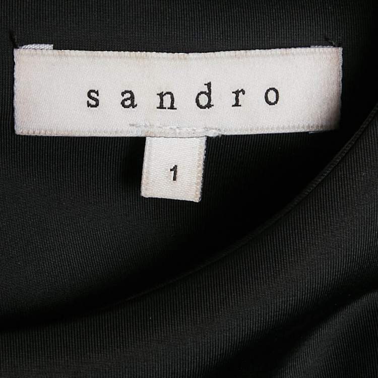 Pre Owned Sandro Black Jersey and Textured Crepe Mini Dress S