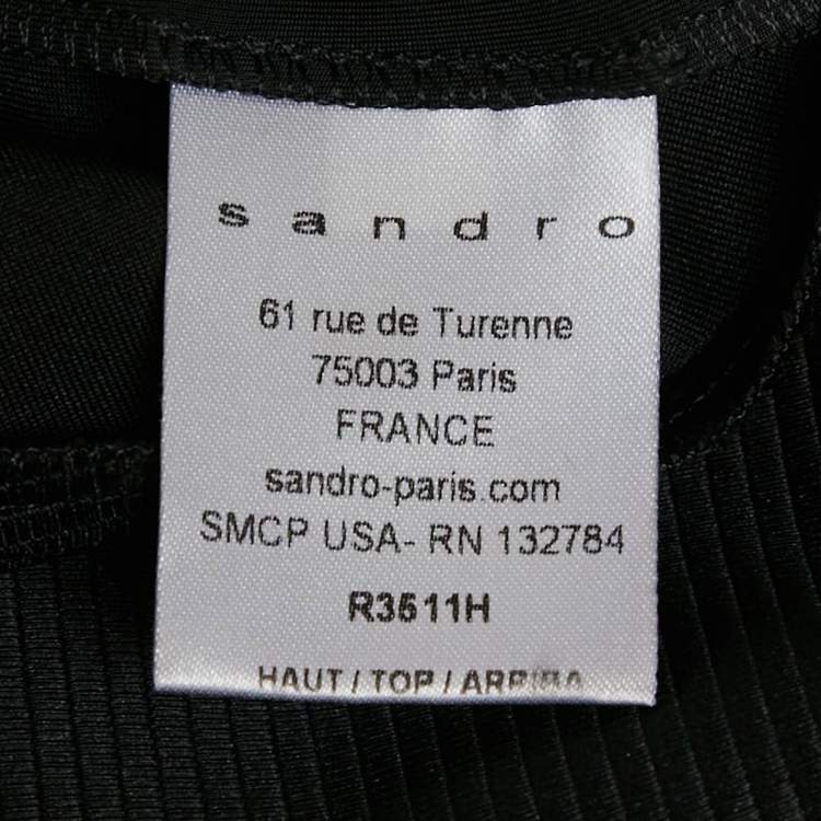Pre Owned Sandro Black Jersey and Textured Crepe Mini Dress S