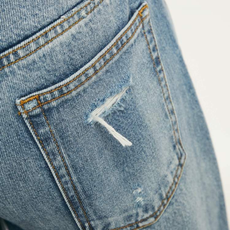 Pre Owned Sandro Blue Blue Layered Waist High Rise Wide Leg Jeans S Waist 24"