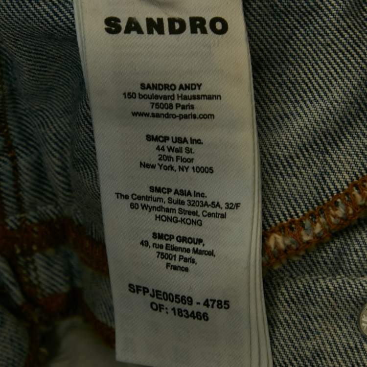 Pre Owned Sandro Blue Blue Layered Waist High Rise Wide Leg Jeans S Waist 24"