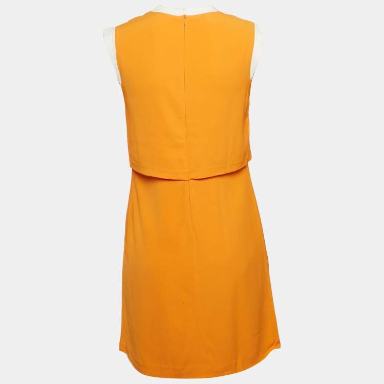 Pre Owned Sandro Orange Crepe Sleeveless Mini Dress S