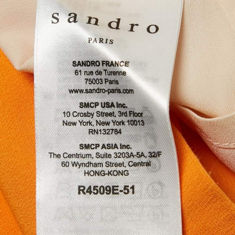 Pre Owned Sandro Orange Crepe Sleeveless Mini Dress S
