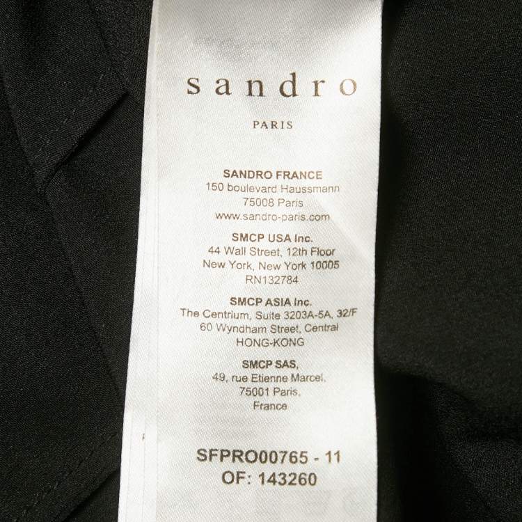 Pre Owned Sandro Black/White Patterned Lace Mini Dress M