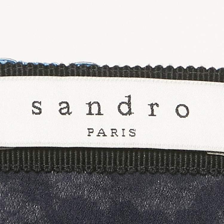 Pre Owned Sandro Blue Lace Midi Skirt S