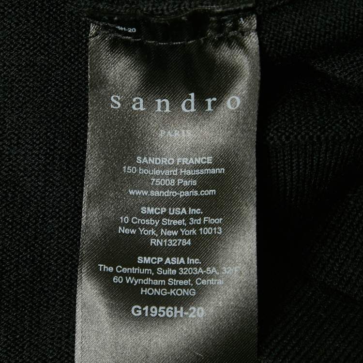 Pre Owned Sandro Black Wool Blend Open Front Cardigan M