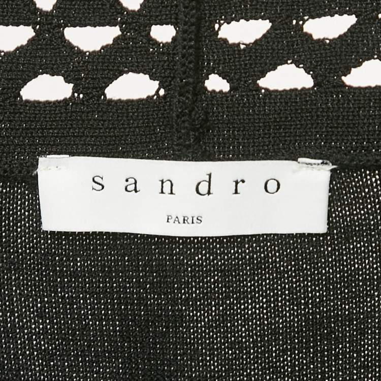 Pre Owned Sandro Black Wool Blend Open Front Cardigan M